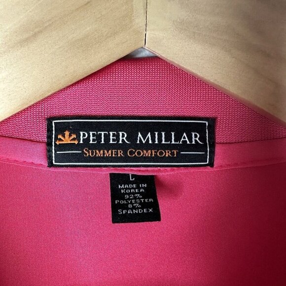 Peter Millar Summer Comfort Pink Golf Short Sleeve Country Club PCC Shirt Sz L - Picture 4 of 10